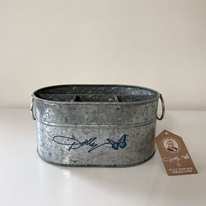 Dolly Parton Metal Silver Storage Caddy Utensil Holder "Dolly Butterfly" 9” X 6”